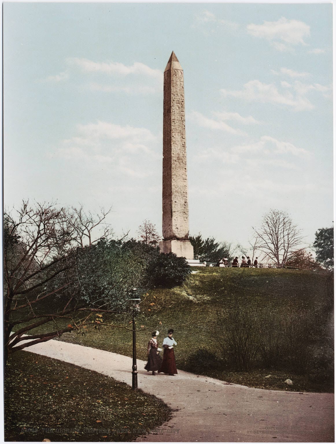 A photochrom postcard of Cleopatra's Needle in Central Park  (1897-1924, Detroit Photographic Company) (via Beinecke Rare Book & Manuscript Library, Yale University)