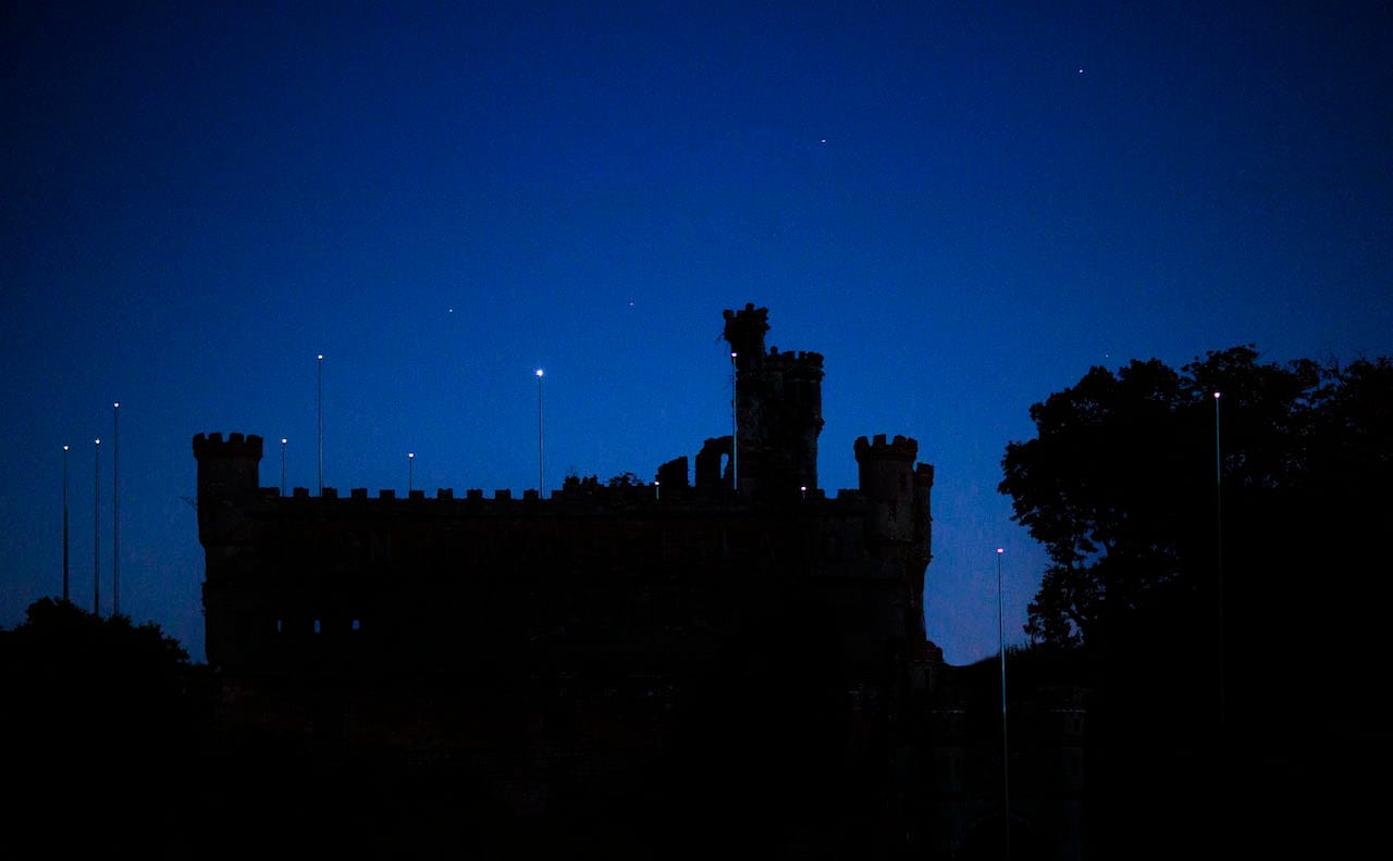 'Constellation' with the night sky (photo by John Huba)