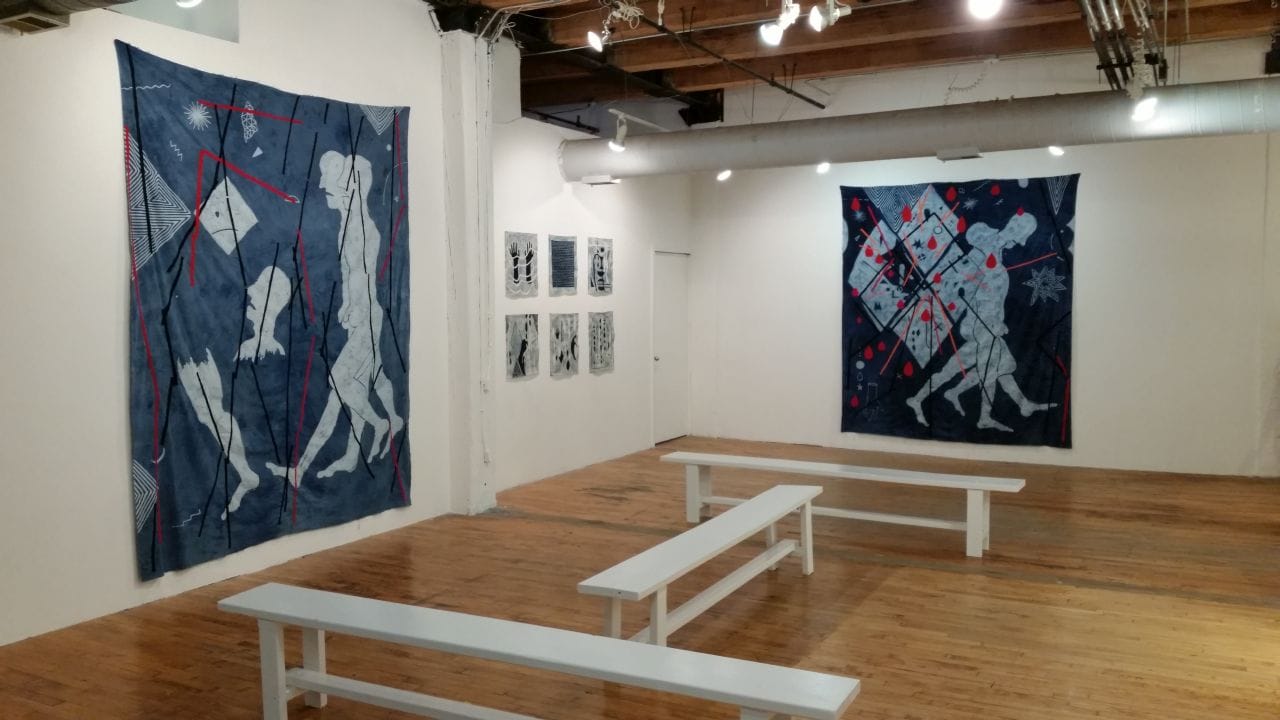 Installation view, 'Jovencio de la Paz: Endless Flight' at Threewalls