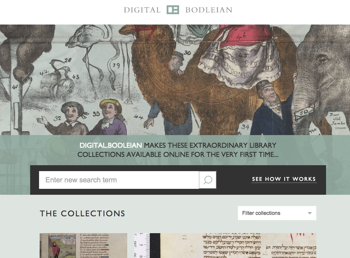 Digital.Bodleian homepage (screenshot by the author for Hyperallergic)