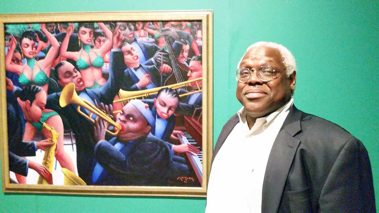 Eric May in front of "Hot Rhythm" (1961)