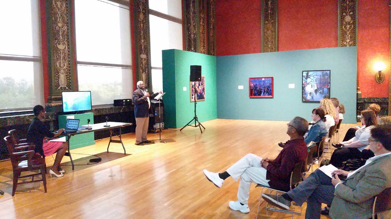 Eric May reading poem "Response to Portraits by Archibald J. Motley Jr."