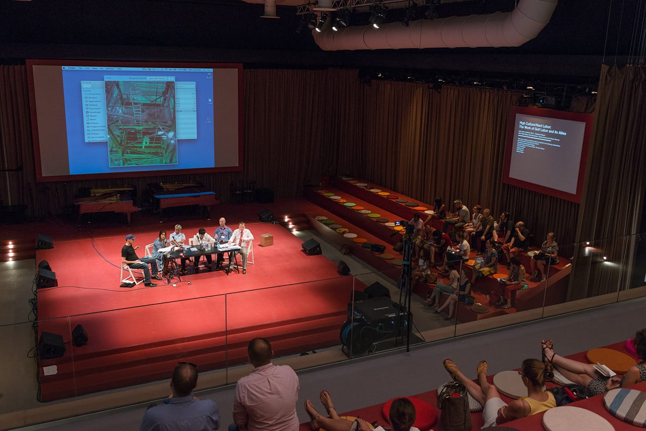 The Gulf Labor Coalition panel at the 2015 Venice Biennale on July 29 (all photos by Andrea Avezzù, courtesy la Biennale di Venezia)