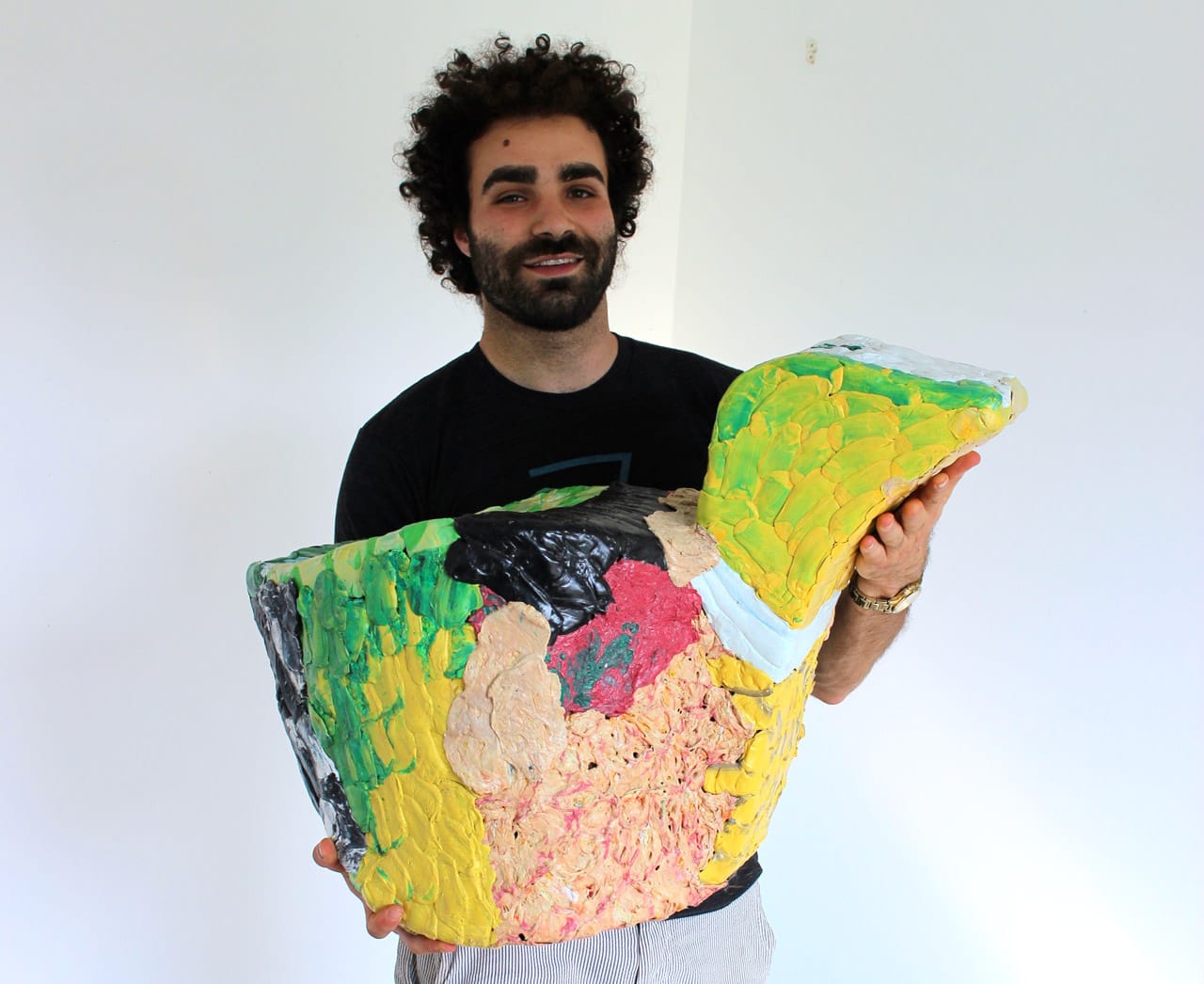 Thing Thing member Simon Anton holding "The Ugly Duckling" — everyone's favorite, he says.