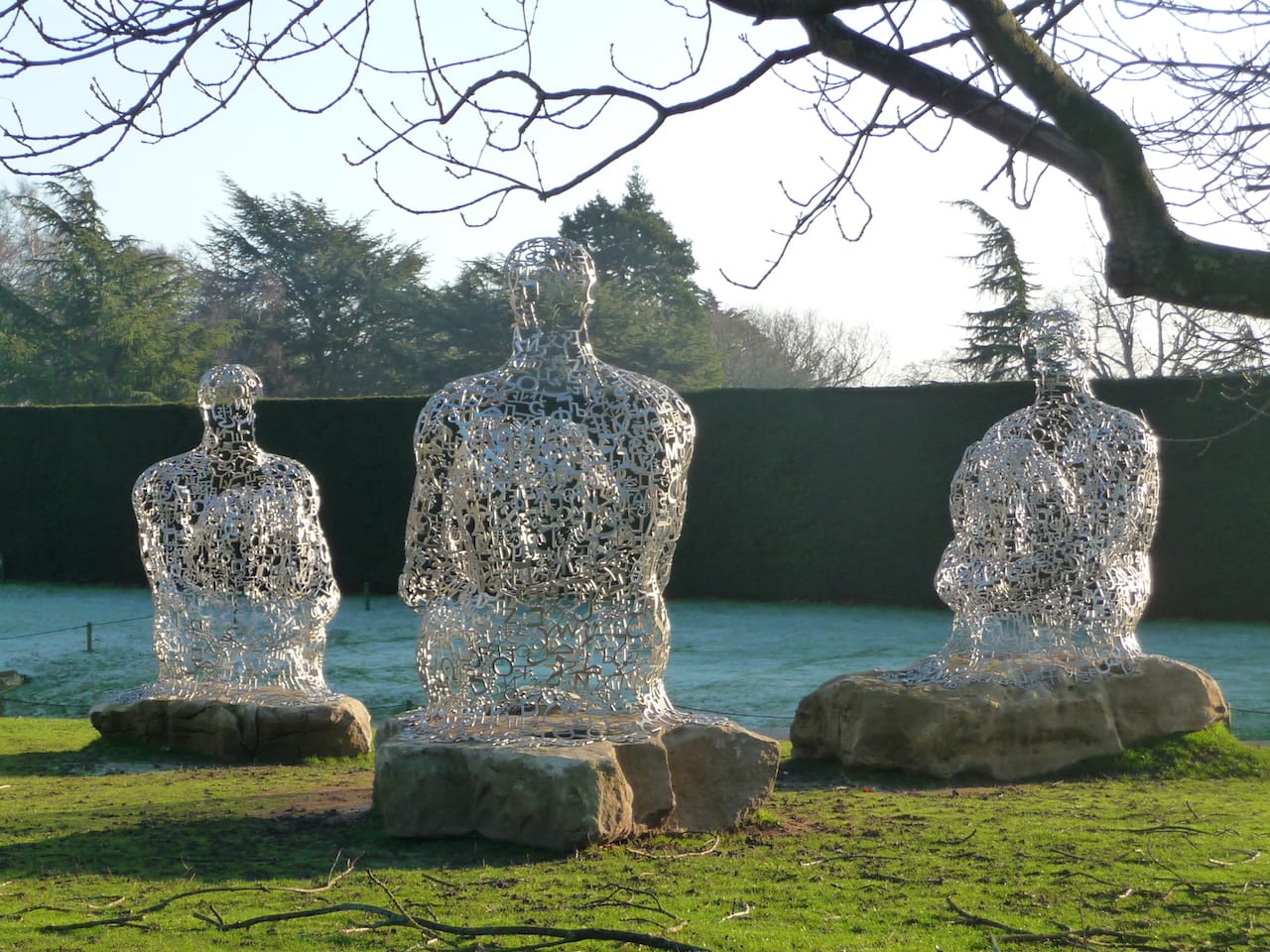 Jaume Plensa sculptures ("Yorkshire Souls I, II, and III") similar to the one recently stolen from a gallery in Montreal. (photo by Lorraine#/Flickr)