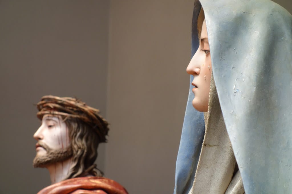 Pedro de Mena, "Ecce Homo" and "Mater Dolorosa" (1674-85), partial-gilt polychrome wood