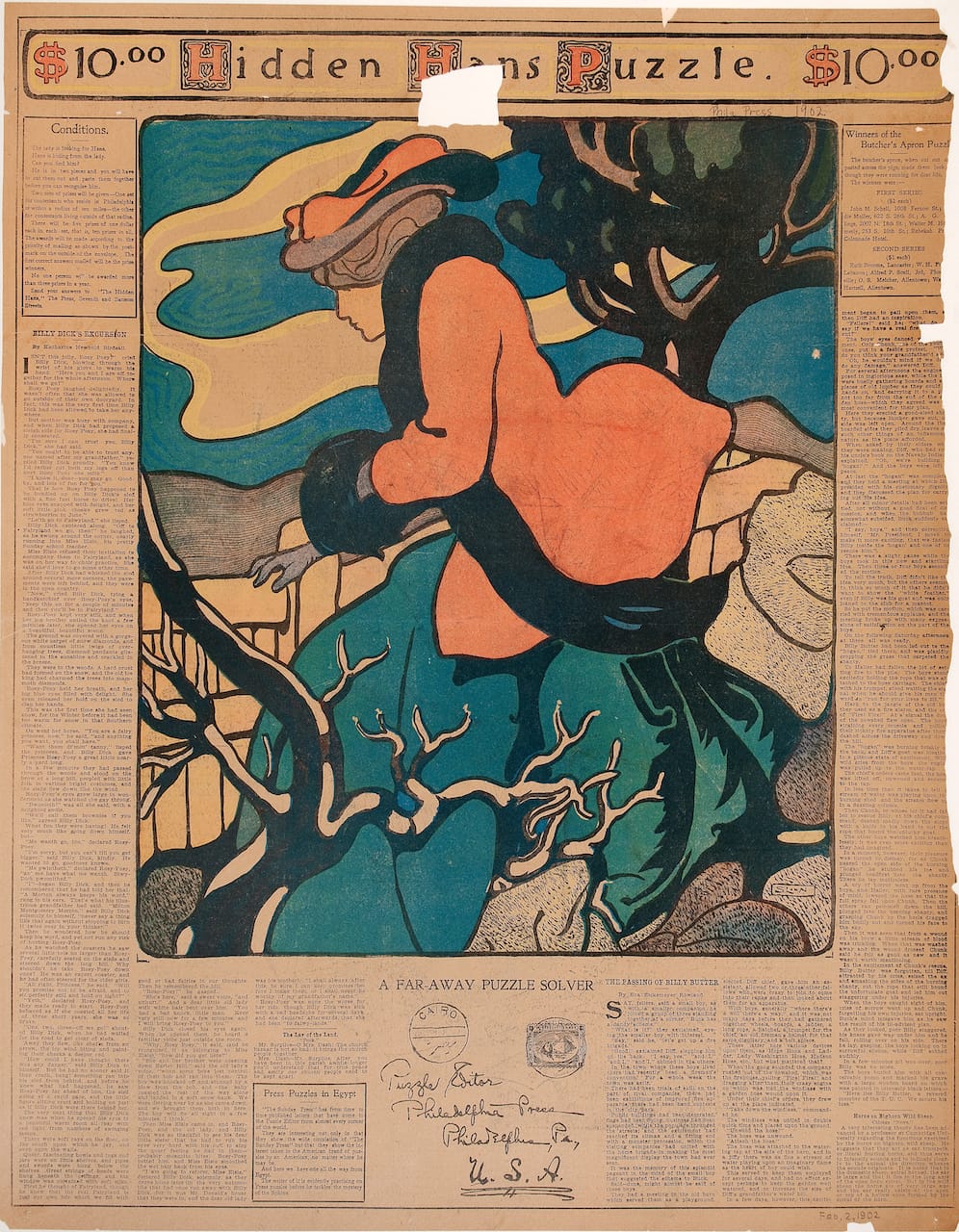 John Sloan, "The Hidden Hans Puzzle" (February 2, 1901), commercial printing process, sheet: 22 11/16 × 17 7/8 inches (© Delaware Art Museum / Artists Rights Society (ARS), New York)