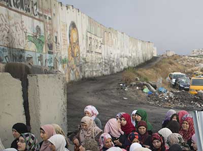 Part of the wall at the Qalandiya checkpoint. (via 972mag.com)