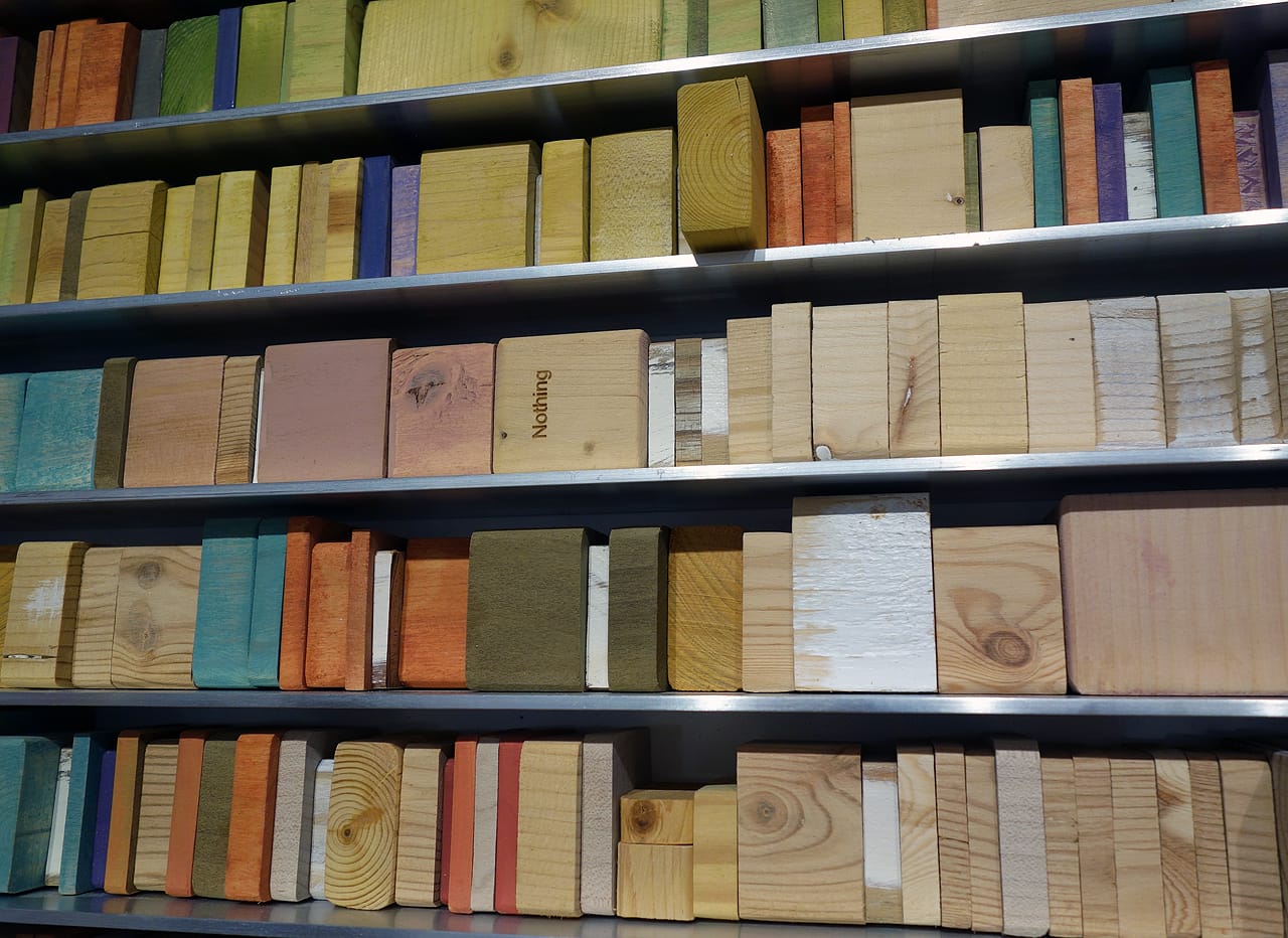 Laurie Frick, "Daily Time Slices Aug 25" (2014), laser etched wood blocks, pigment, and aluminum on alumalite, 40 x 48 x 2 inches, 21 days of 24 hour time-tracking