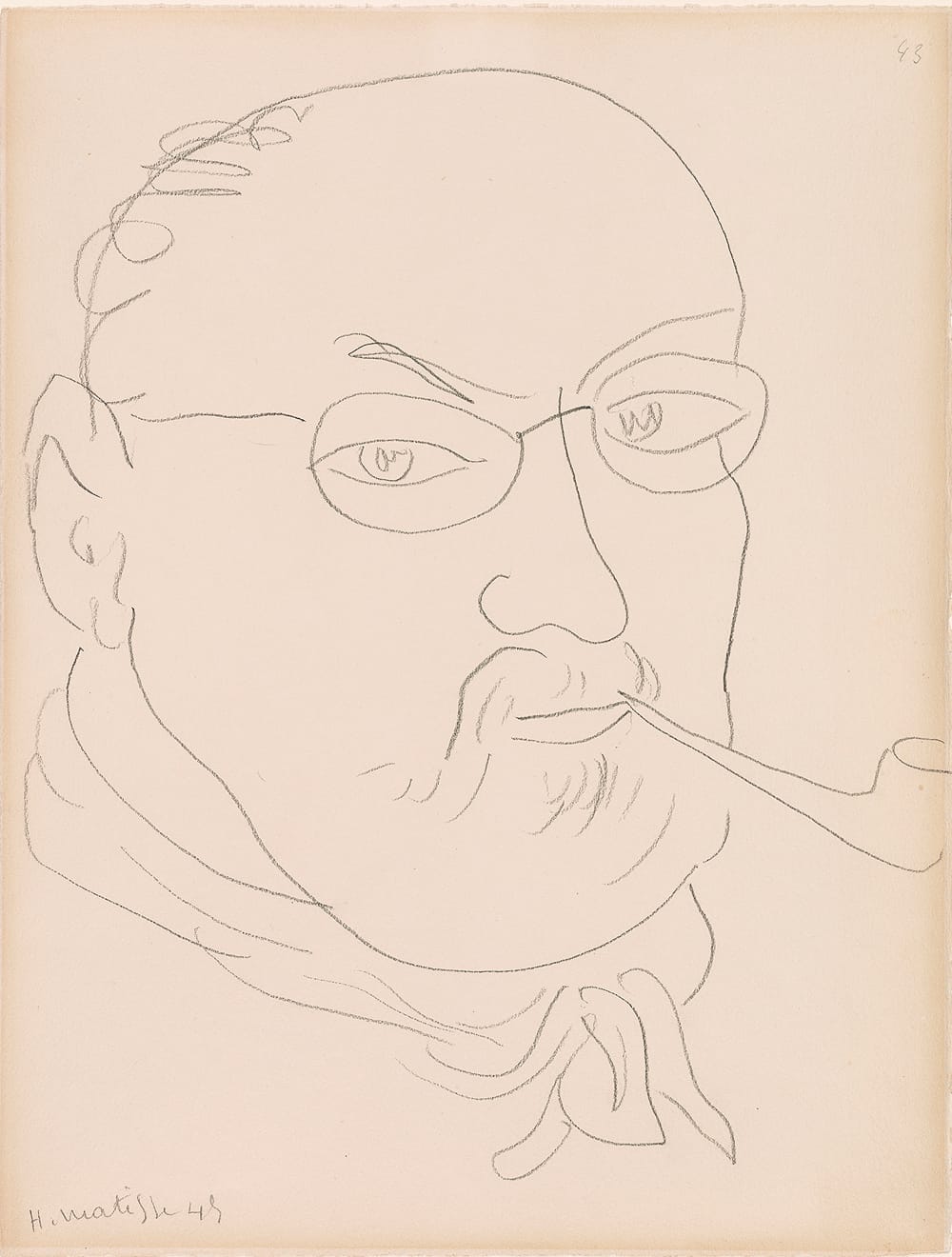 Henri Matisse, “Self-Portrait” (1945). Graphite on paper. Thaw Collection, The Morgan Library & Museum. © 2015 Succession H. Matisse / Artists Rights Society (ARS), New York.