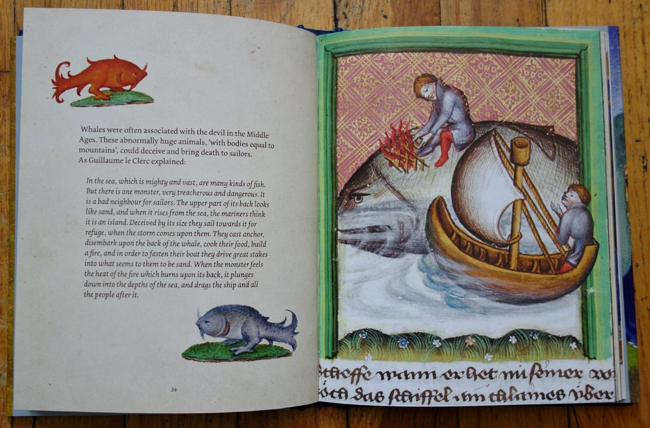 Pages from 'Medieval Monsters' (photo of the book for Hyperallergic)