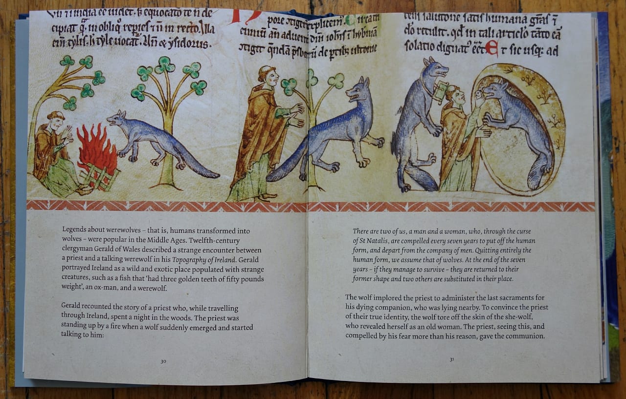 Pages from 'Medieval Monsters' (photo of the book for Hyperallergic)