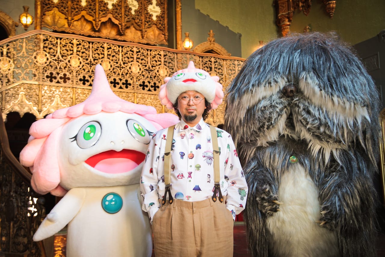 Takashi Murakami with characters from 'Jellyfish Eyes' (photo by Chika Okazumi)