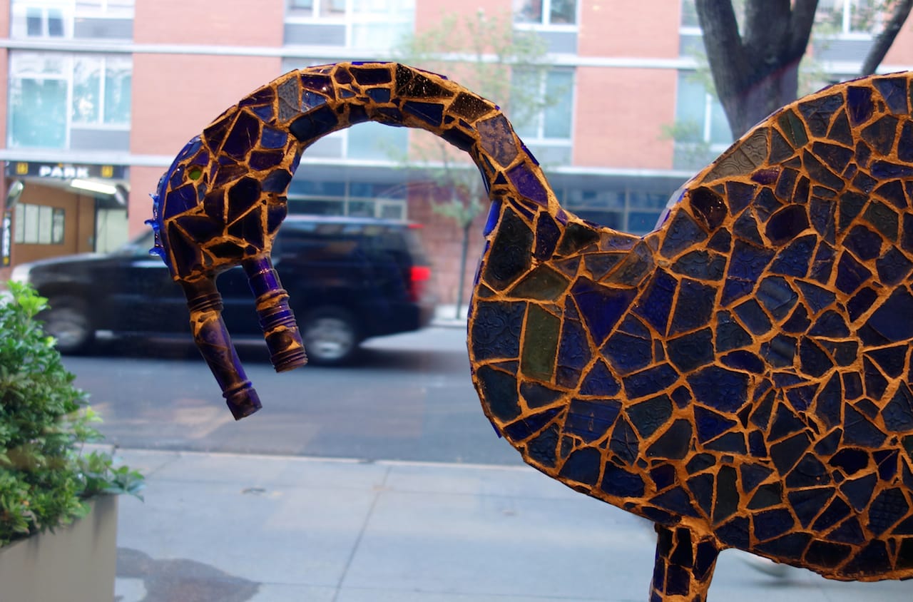 Nek Chand, "Blue Glass Animal" (1984-85), concrete, ceramic, glass