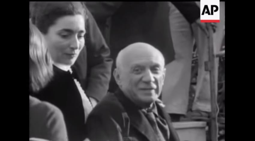 Picasso at his 80th birthday celebration (screenshot via YouTube)