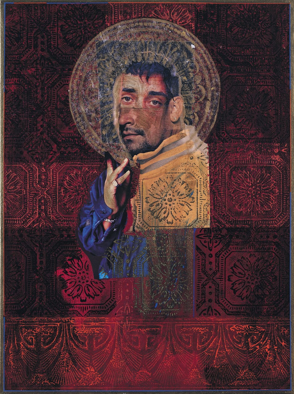 Rodríguez Calero, "Saint Anthony" (1999), acrollage painting, 24 x 18 inches