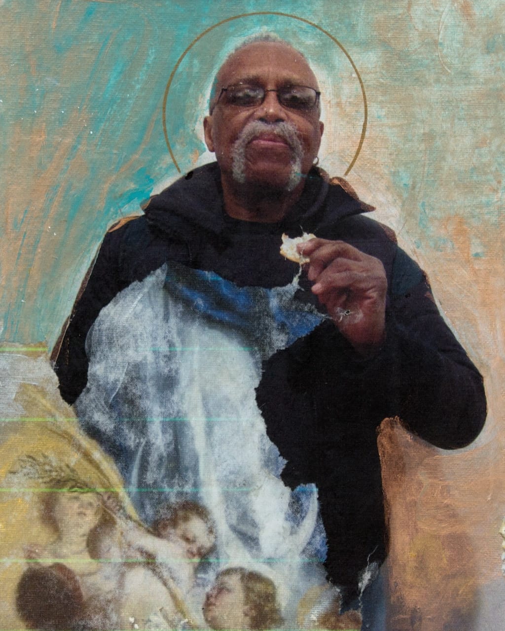 Rodríguez Calero, "Orisha" (2013), fotacrolé mixed media on canvas board, 10 x 8 inches