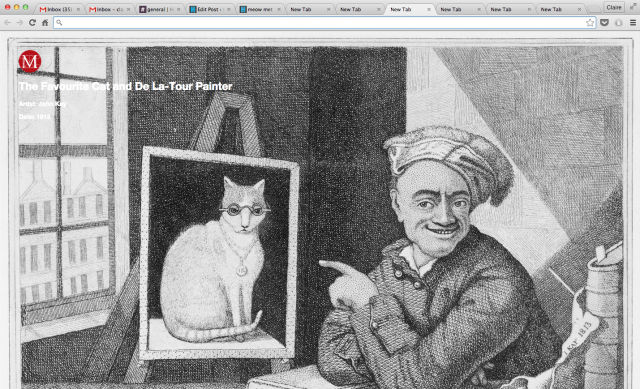 Meow Met showing John Kay's "The Favourite Cat and De La-Tour Painter" ( 1813) (all screenshots via the author)