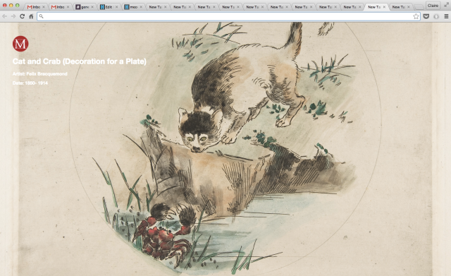 Félix Bracquemond, "Cat and Crab (Decoration for a Plate)" (1850–1914)