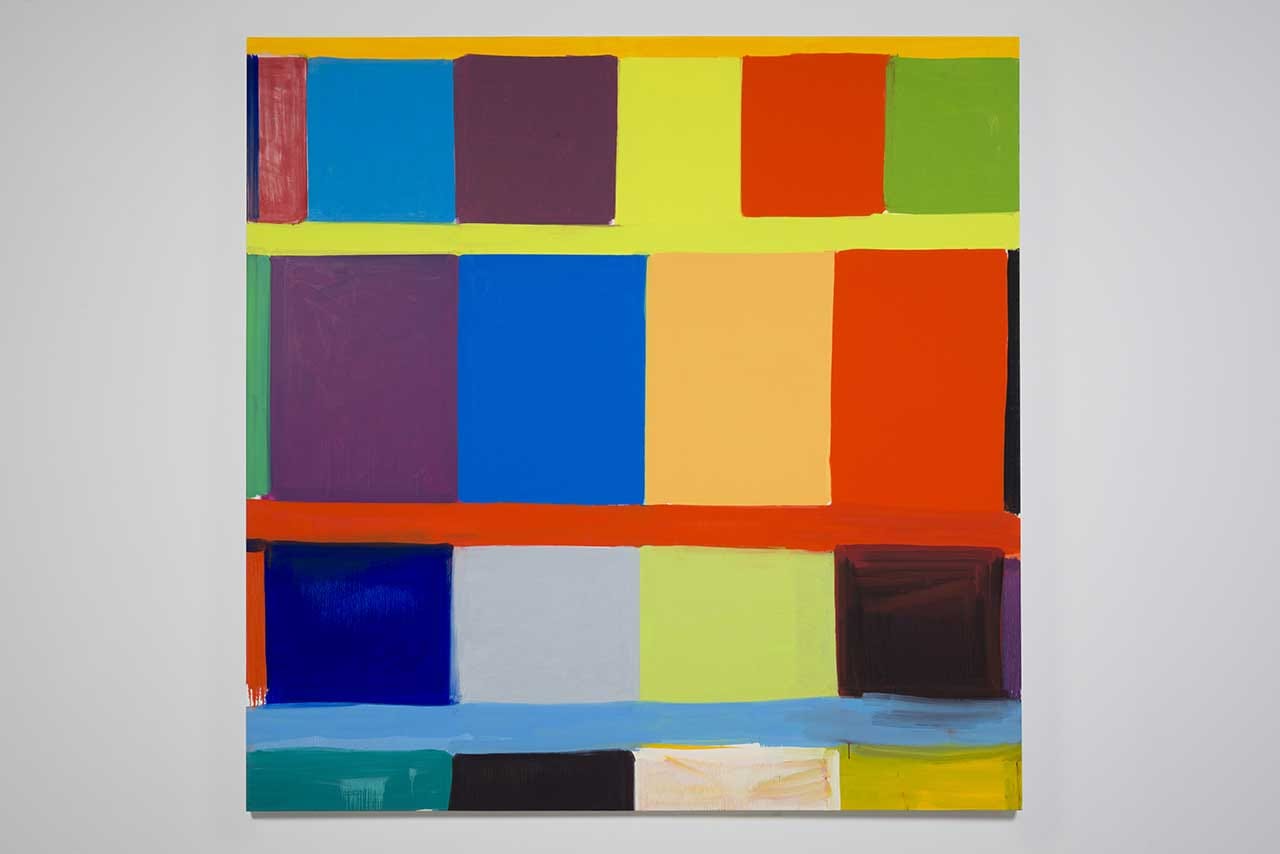 Stanley Whitney, "Elephant Memory" (2014), oil on linen, 96 x 96 in. (Collection of Debra L. Lee, Courtesy Kim Heirston Art Advisory)