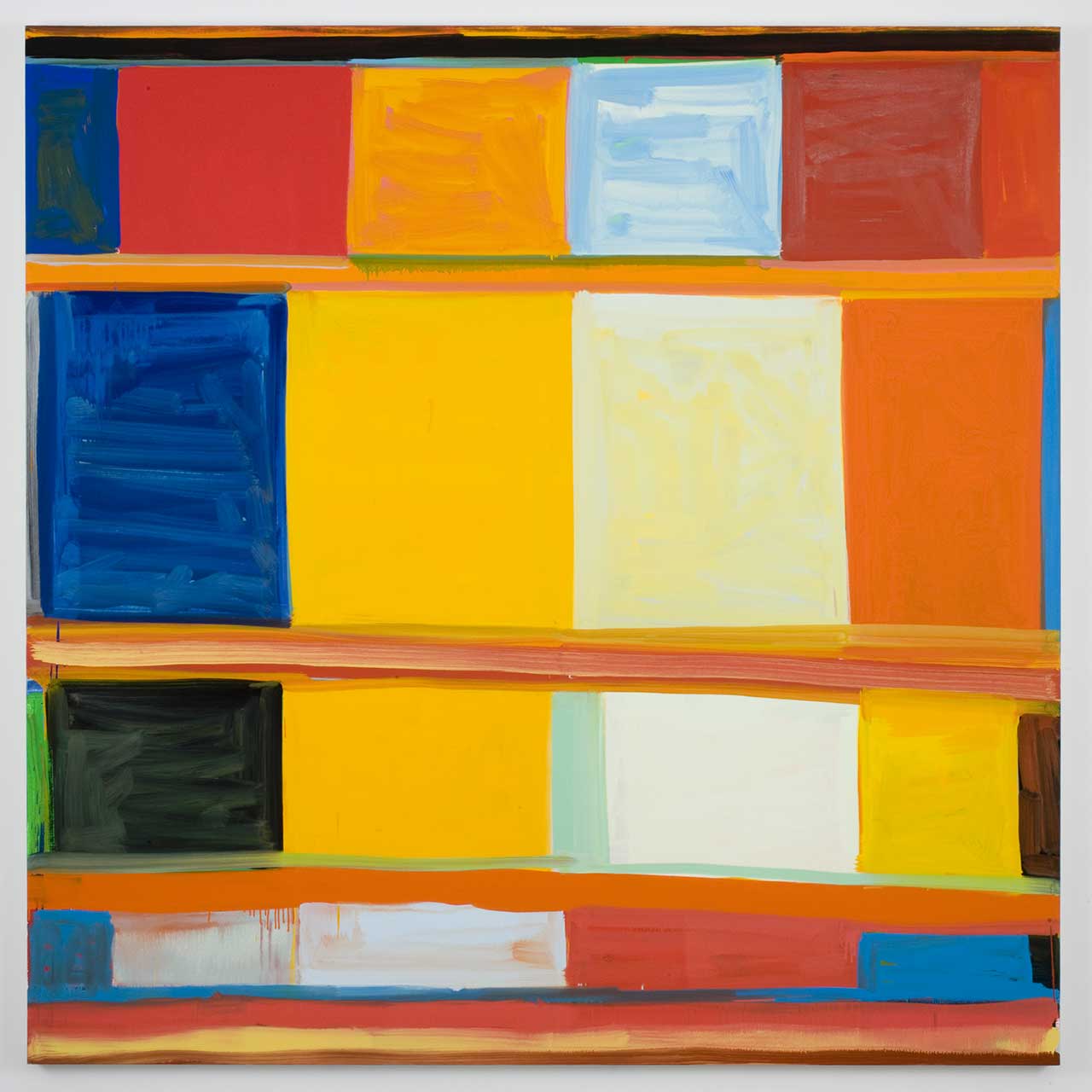 Stanley Whitney, "james brown sacrifice to apollo" (2008), oil on linen,  72 x 72 in. (Courtesy the artist and team gallery, inc., New York)