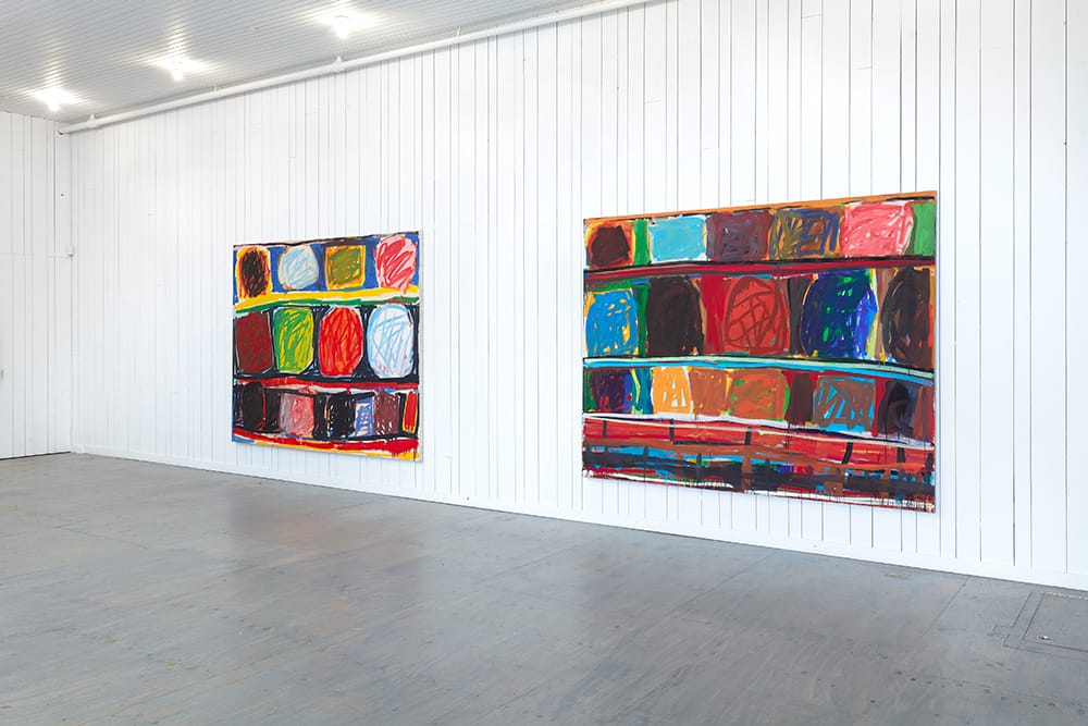 Installation shot of Stanley Whitney's "Radical Openness" (1992), oil on canvas, 81 1/2 x 103 1/2 inches