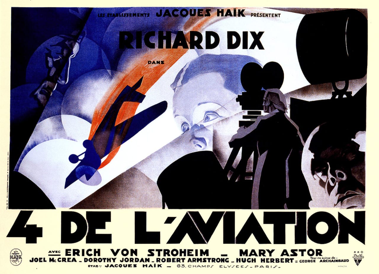 French four-panel poster for The Lost Squadron, directed by George Archainbaud, 1932. Poster design by René Péron. Courtesy Sikelia Productions