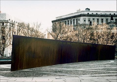Richard Serra, "Tilted Arc" (1981) (photo by US General Services Administration, via Wikimedia Commons)