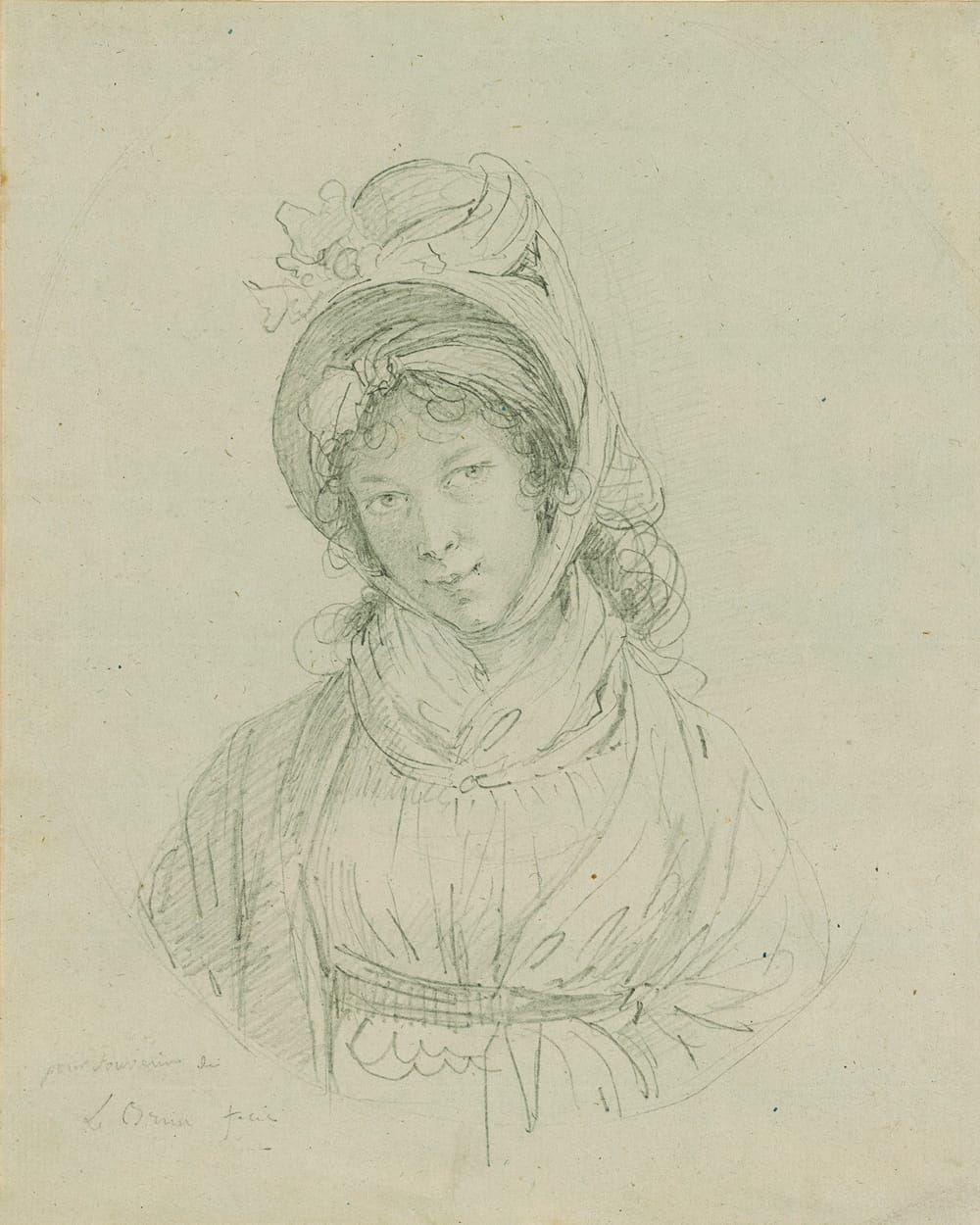 Elisabeth Louise Vigée Le Brun “Self-Portrait” (ca. 1790). Graphite on blue writing paper. Purchased on the Fellows Fund, 1955, The Morgan Library & Museum.
