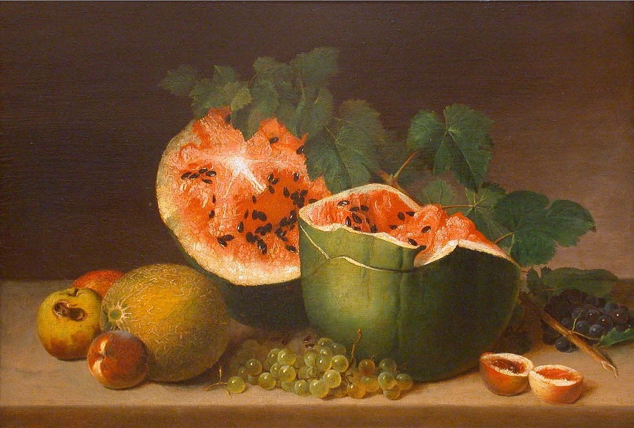 James Peale, "Still Life" (1824), oil on panel (via Honolulu Museum of Art)