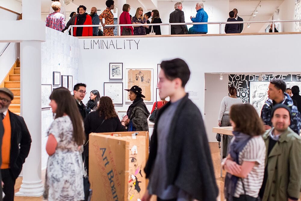 Visitors in the main gallery of the Studio Museum in Harlem