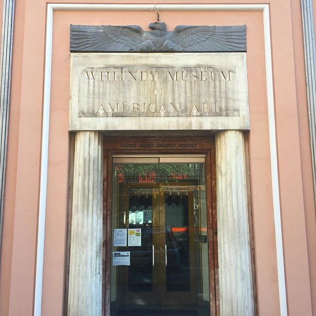 The original facade of the very first Whitney Museum of American Art, located on 8 West Eighth Street (photo by @michaelferguson/Instagram)