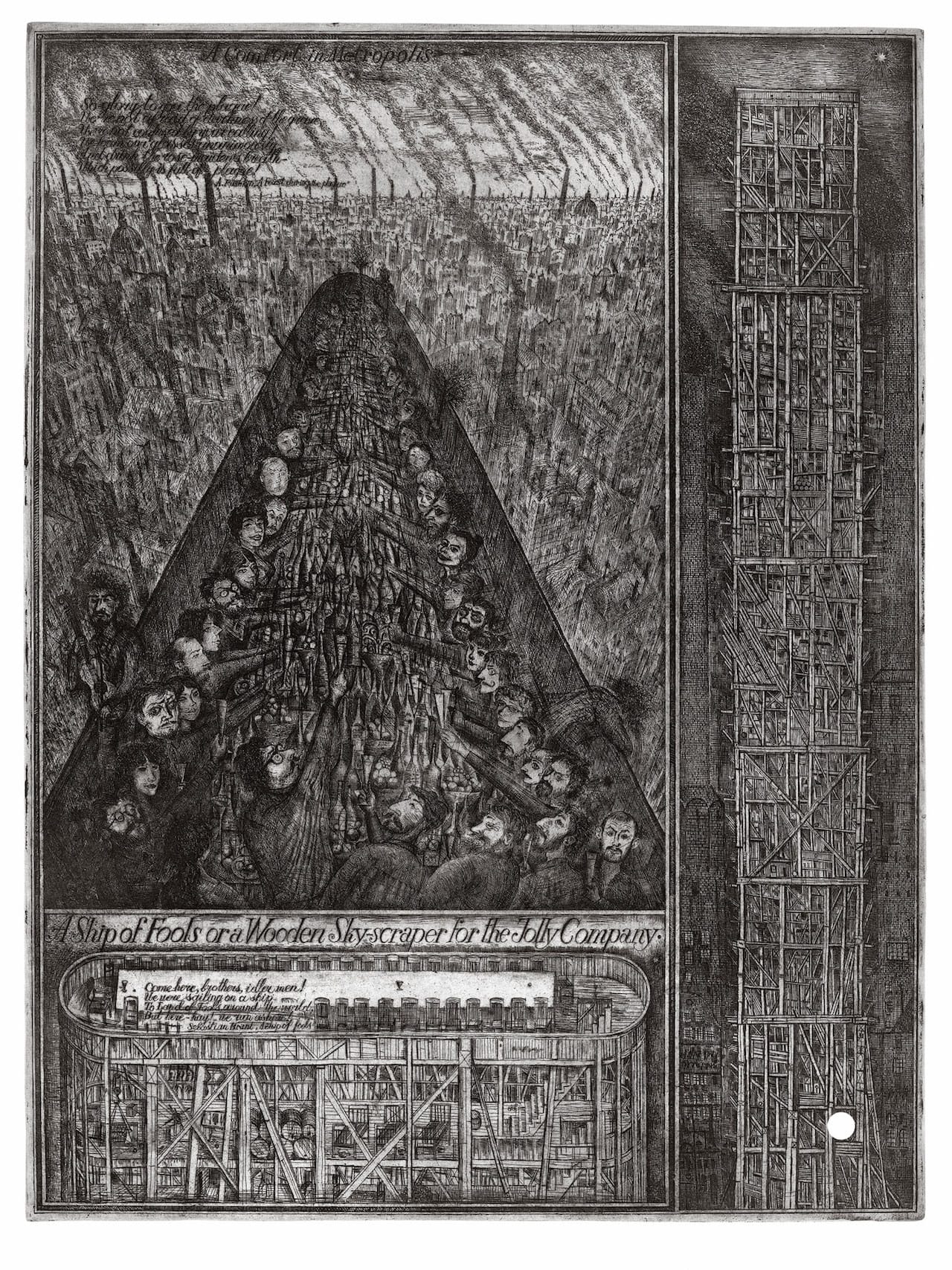 Alexander Brodsky and Ilya Utkin, "Ship of Fools or a Wooden Skyscraper for the Jolly Company" (1988/90) (courtesy of Ronald Feldman Fine Arts Inc)