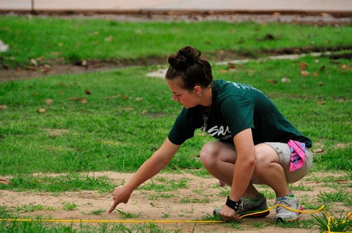 Students working on Coming Together Park at USAO after the death of Jesús Moroles