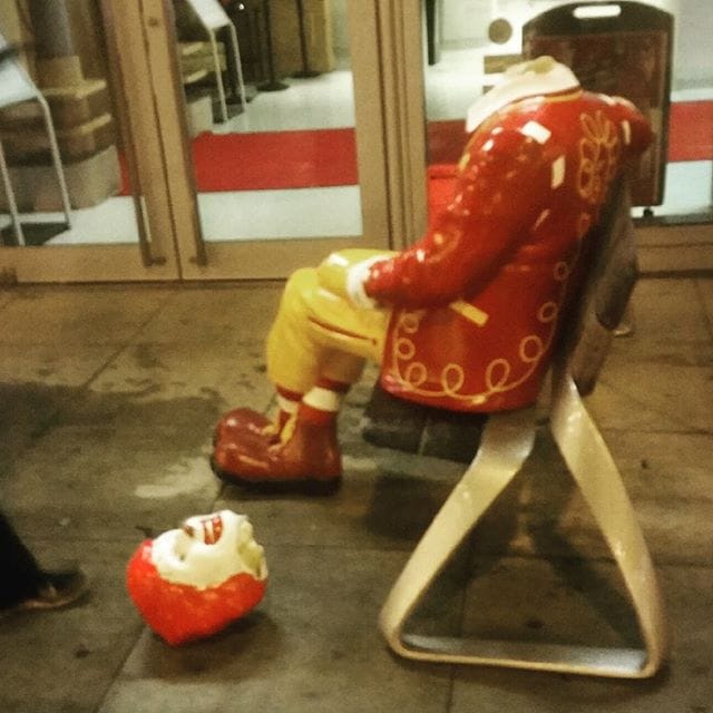 The Museum of Broadcast Communications's headless Ronald McDonald statue (photo by @mattystruck/Instragram)