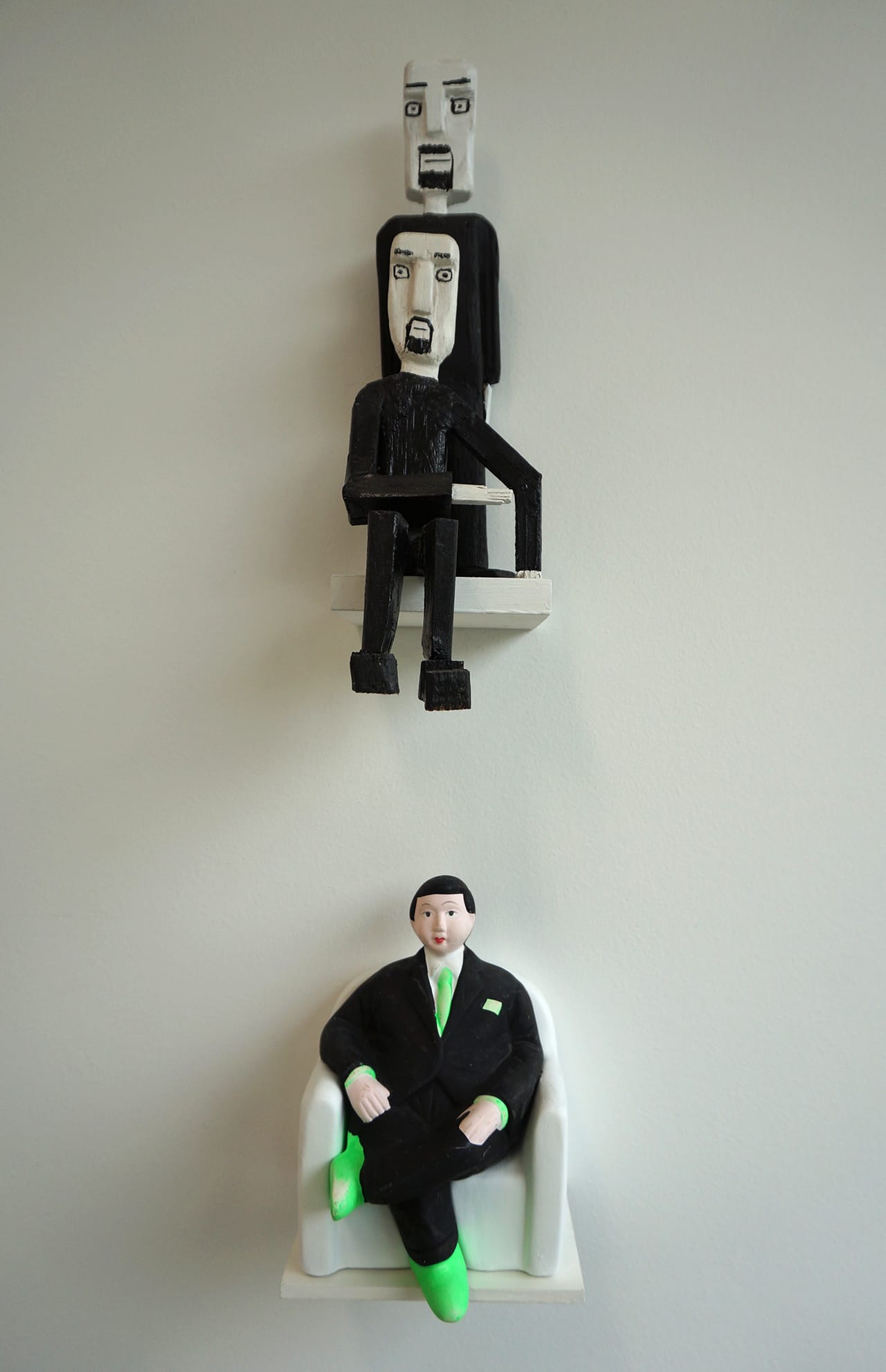 Above: a work by Haraldur Níelsson; below: the mass-produced, anonymously created kitsch figurine