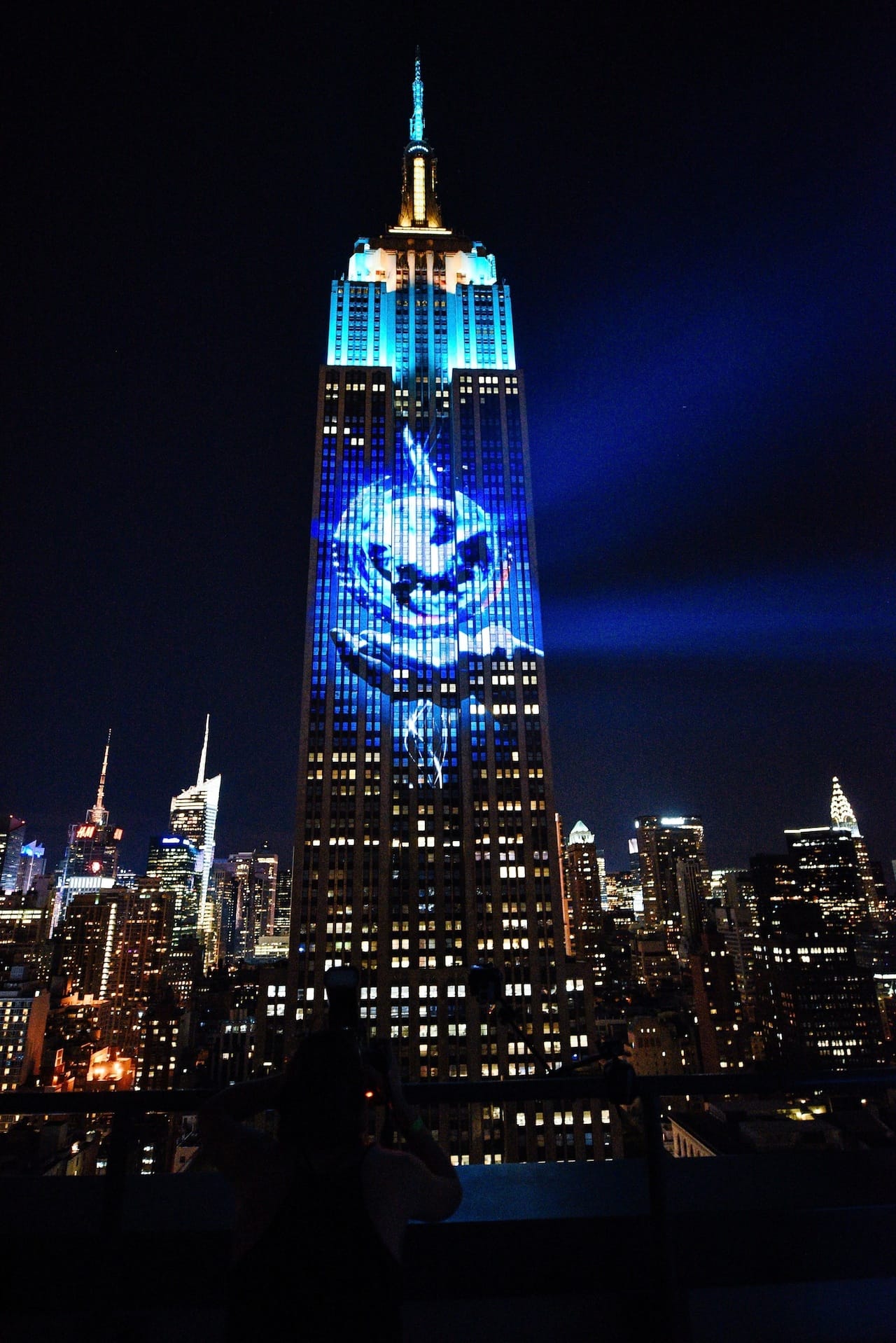 NEW YORK, NY - AUGUST 01:  A view of general atmosphere during Projecting Change: The Empire State Building at The Empire State Building on August 1, 2015 in New York City.  (Photo by Grant Lamos IV/Getty Images for The Oceanic Preservation Society)