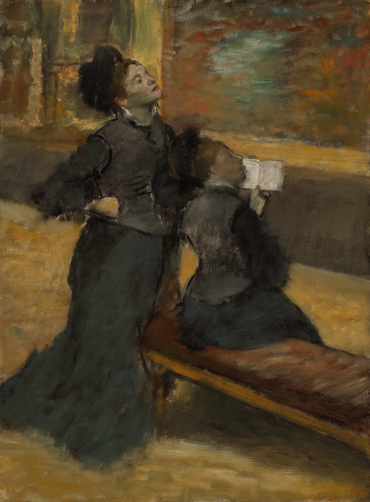 Edgar Degas, "Visit to a Museum" (1879-90) (image via Wikipedia) (click to enlarge)