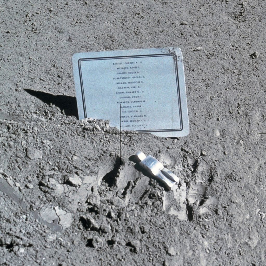 "Fallen Astronaut" by artist Paul Van Hoeydonck, left on the Moon on August 1, 1971 (via NASA)