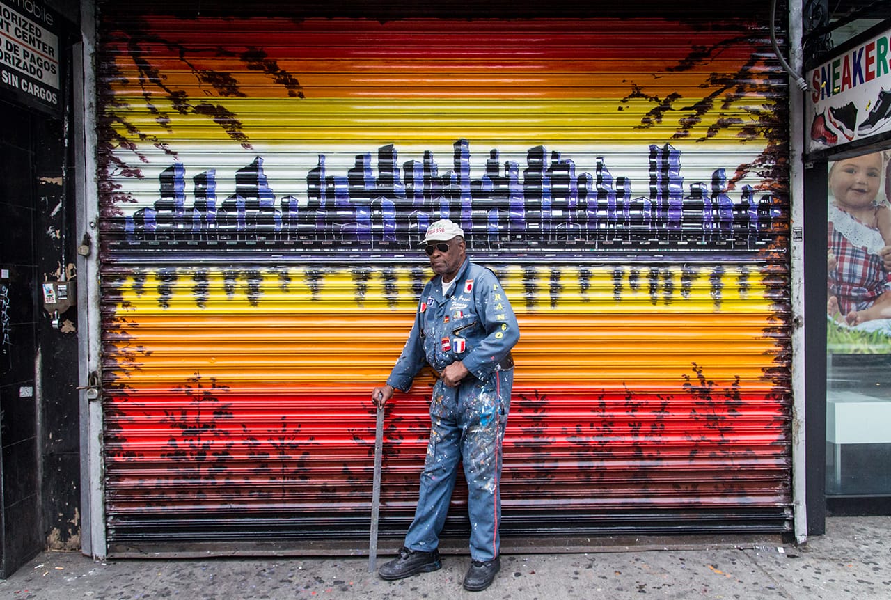 Gaskin with his recent sunset mural (photo by Peter Cooper)