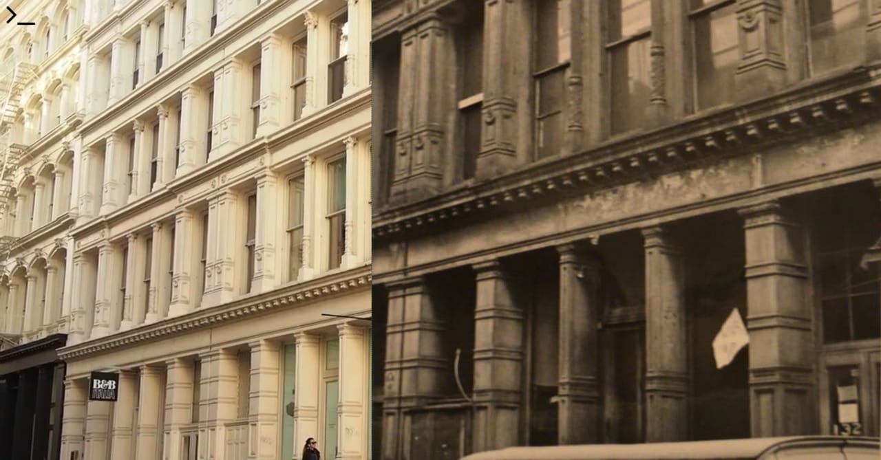 Before and after street view on the Greene Street Project