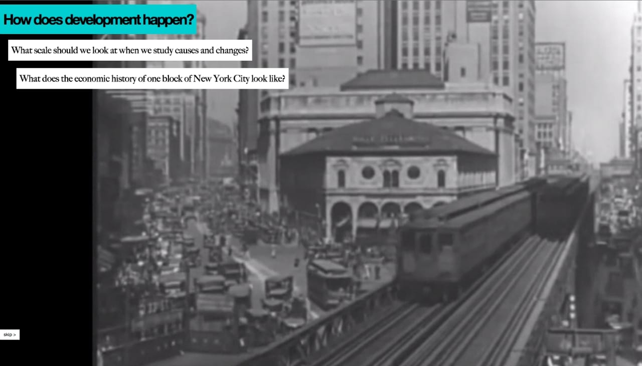 Introduction screen on the Greene Street Project