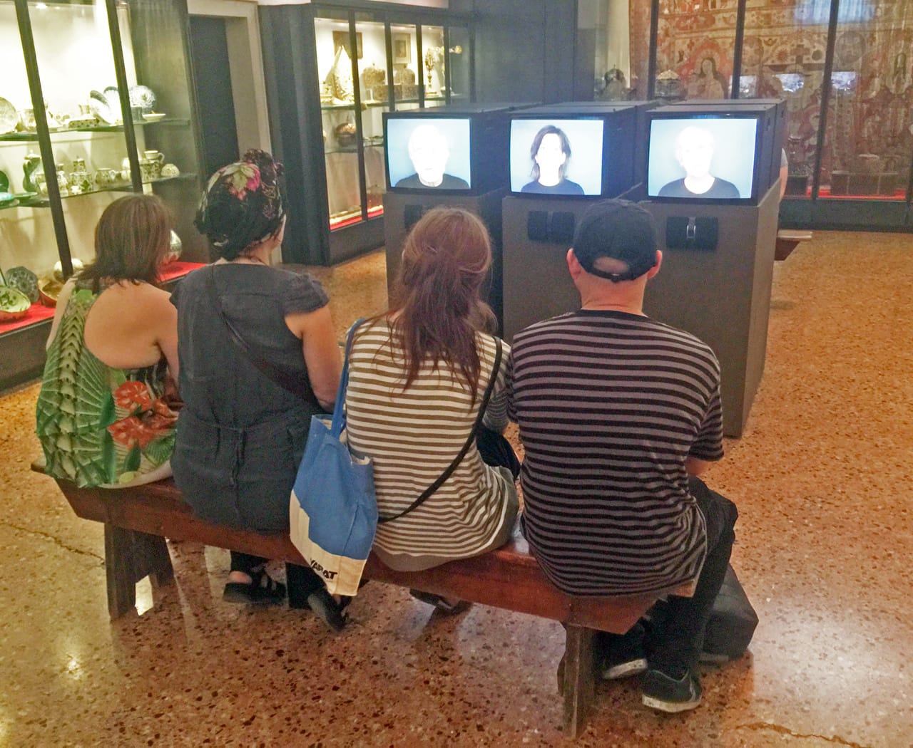 Nina Katchadourian’s "Accent Elimination" installation in one of the monastery's treasure rooms