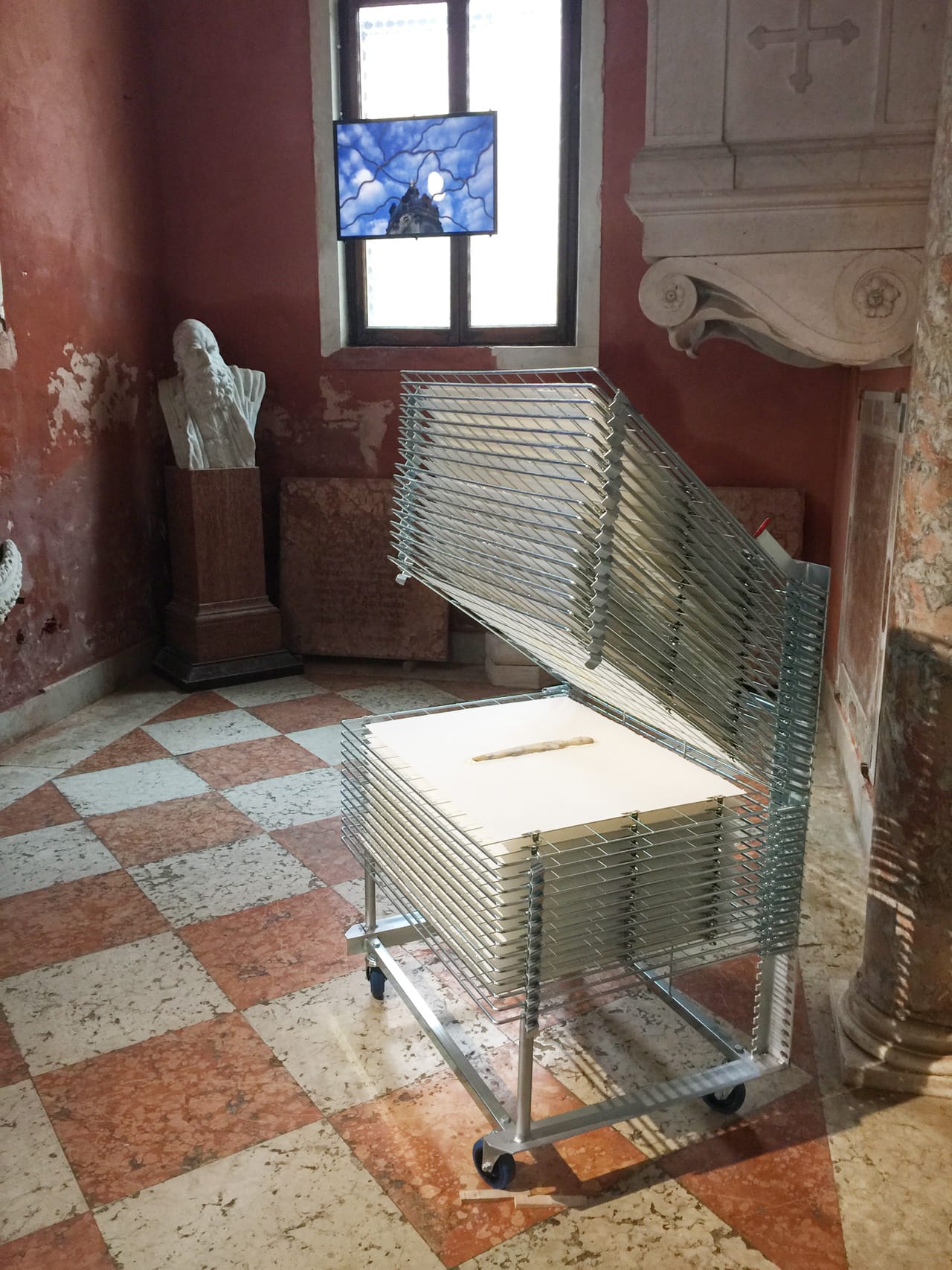 Sarkis's installation in the front room of the church at San Lazzaro