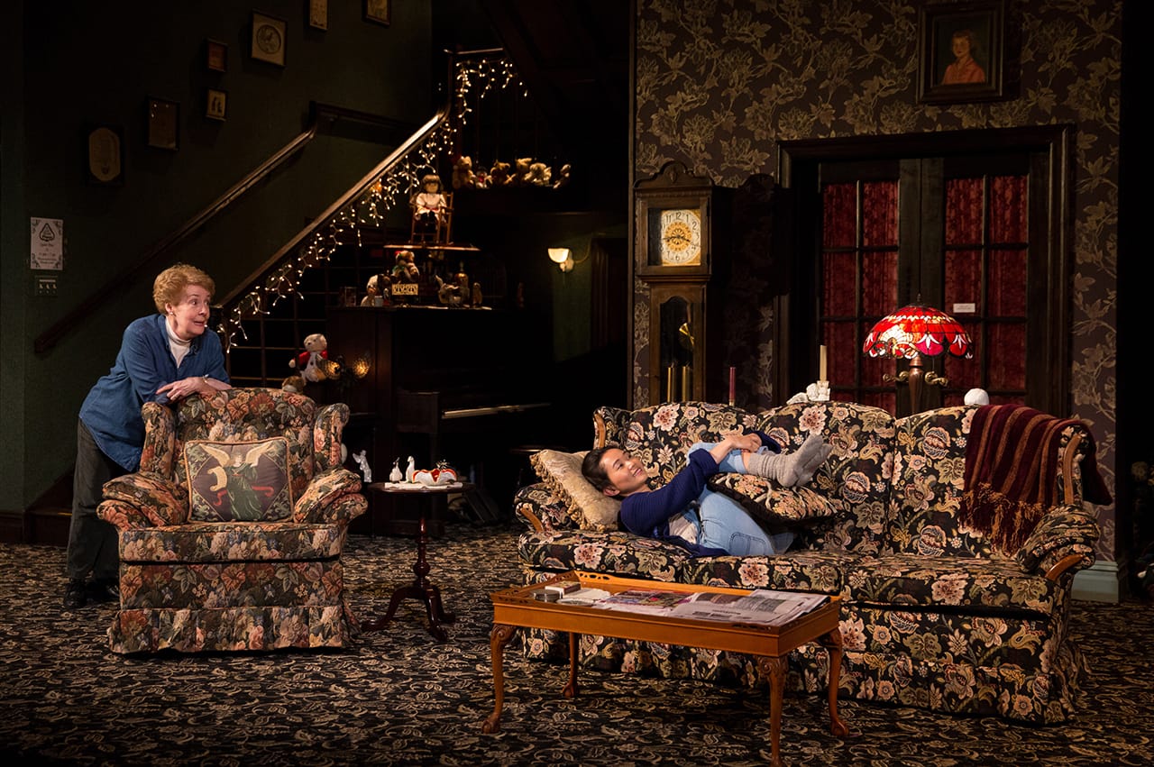 Georgia Engel as Mertis Katherine Graven and Hong Chau as Jenny Chung in Annie Baker's 'John,' directed by Sam Gold at Signature Theatre (photo © 2015 Matthew Murphy)