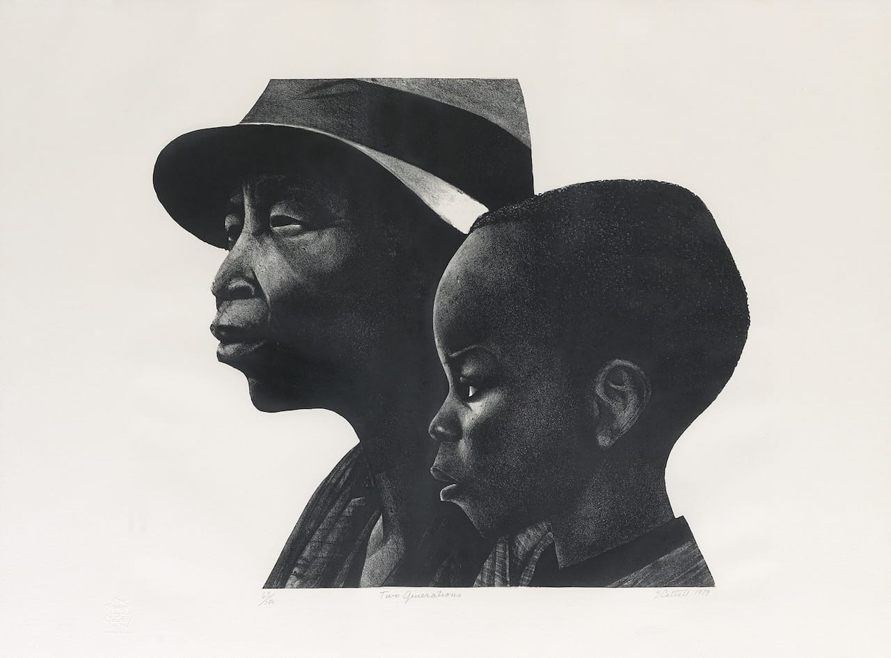 Elizabeth Catlett, "Two Generations," lithograph, 1979.