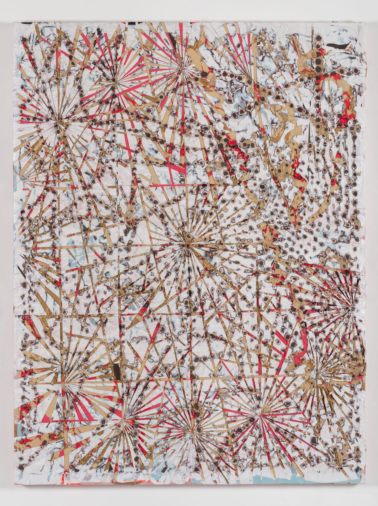 Mark Bradford, "Test 1" (2015), mixed media on canvas, 62 x 48 in. (photo by Joshua White; courtesy of the artist and Hauser & Wirth)