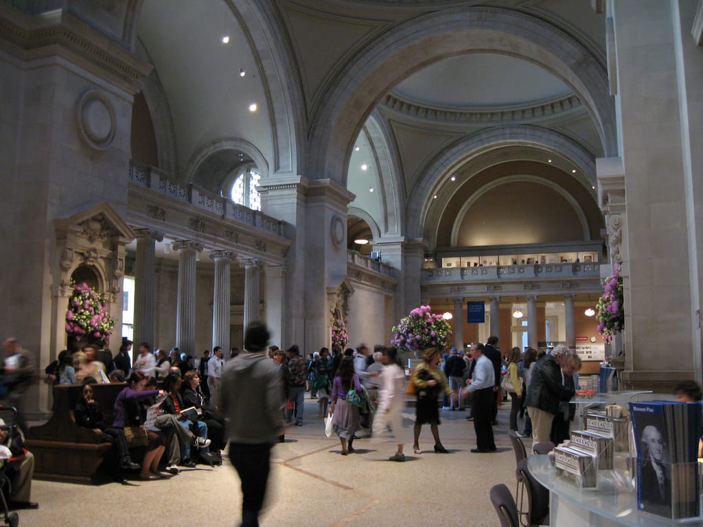 Flowers in the entrance hall of the Metropolitan Museum of Art (photo by Rob DiCaterino/Flickr)
