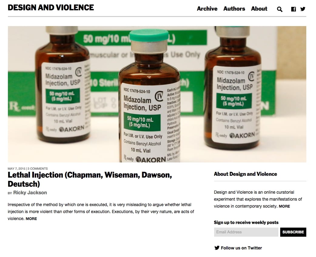 'Design and Violence' online exhibition (screenshot by the author for Hyperallergic)