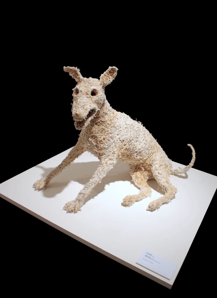 Sue Ryan, "Ghost Dog," recycled wire, synthetic ghost net, beach rope, cotton thread (courtesy Martin Browne Contemporary Gallery)